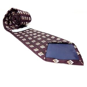 100% Silk Munsingwear Corporate Gear Brown Square Patterned Formal USA Tie